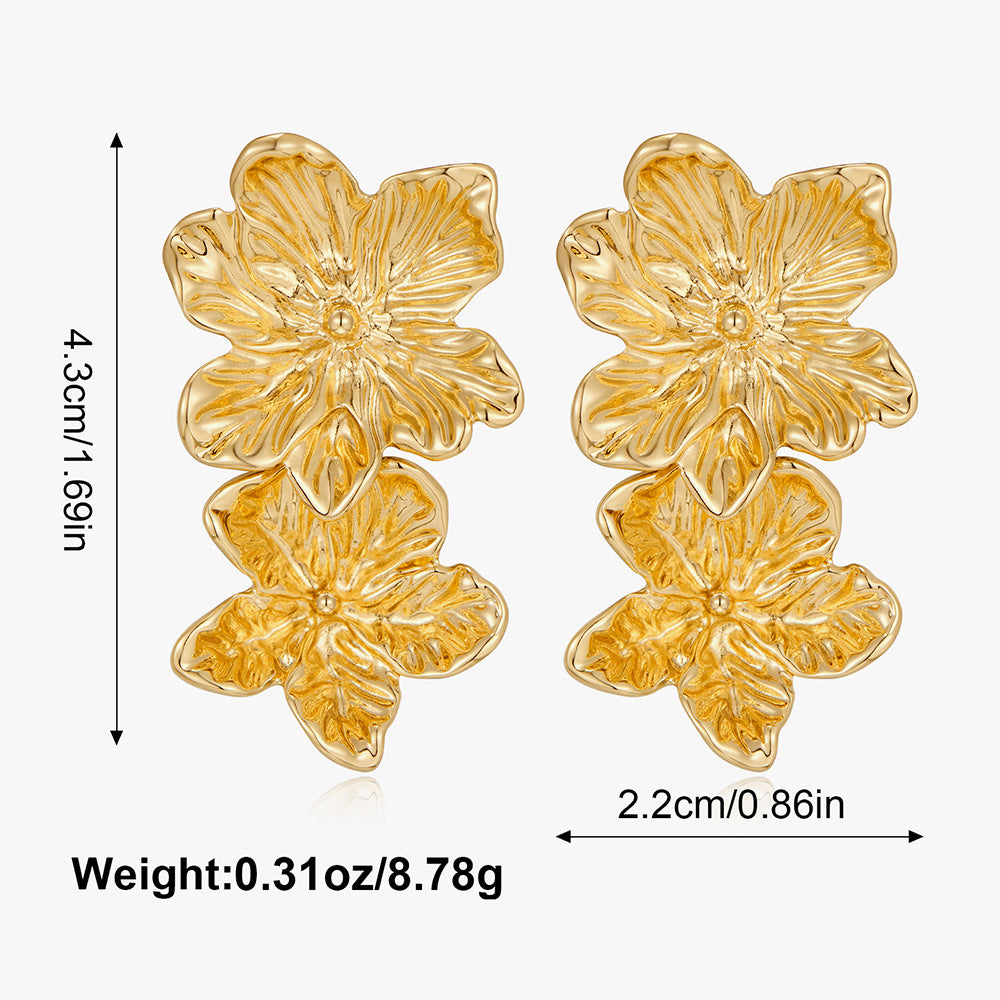 Wholesale Golden Ginkgo Leaf Alloy Leaf Earrings