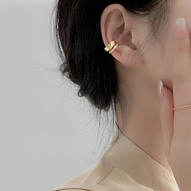 Wholesale Lingge Double-layer High-quality Zircon Square Double-layer Ear Clip