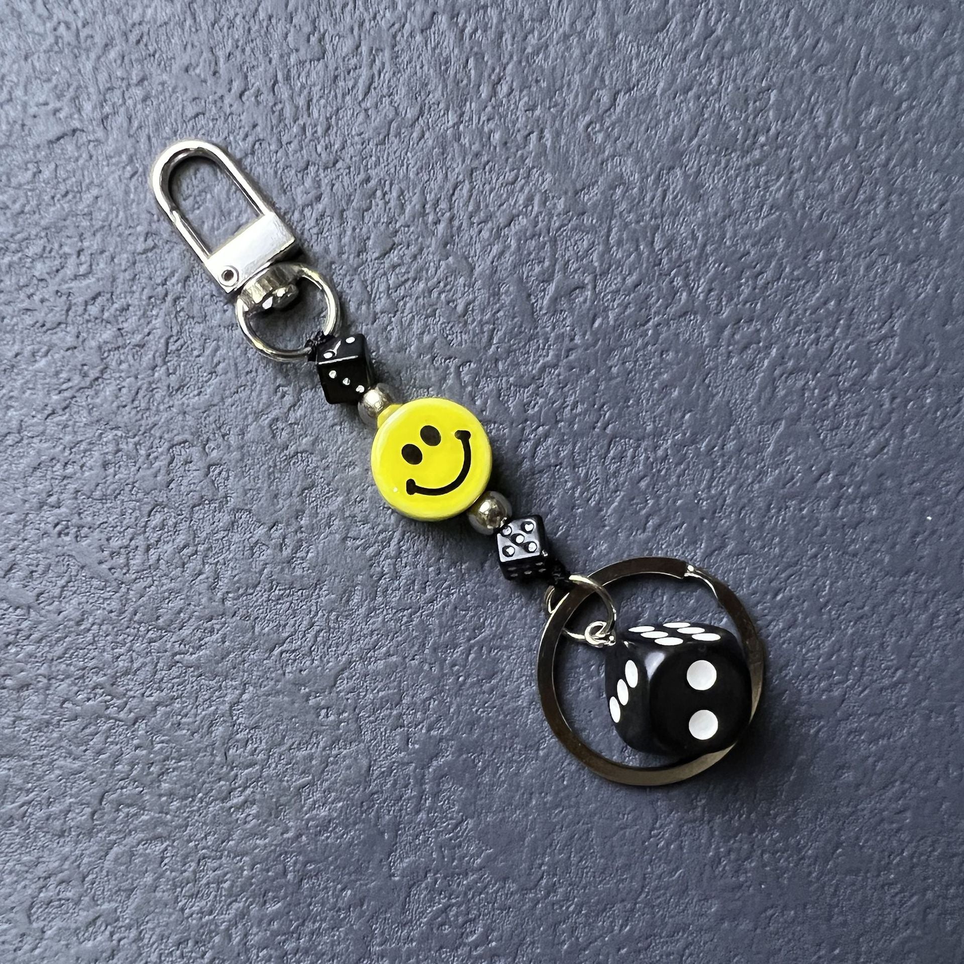 Wholesale Smiley Face Dice Number Personalized Keychain