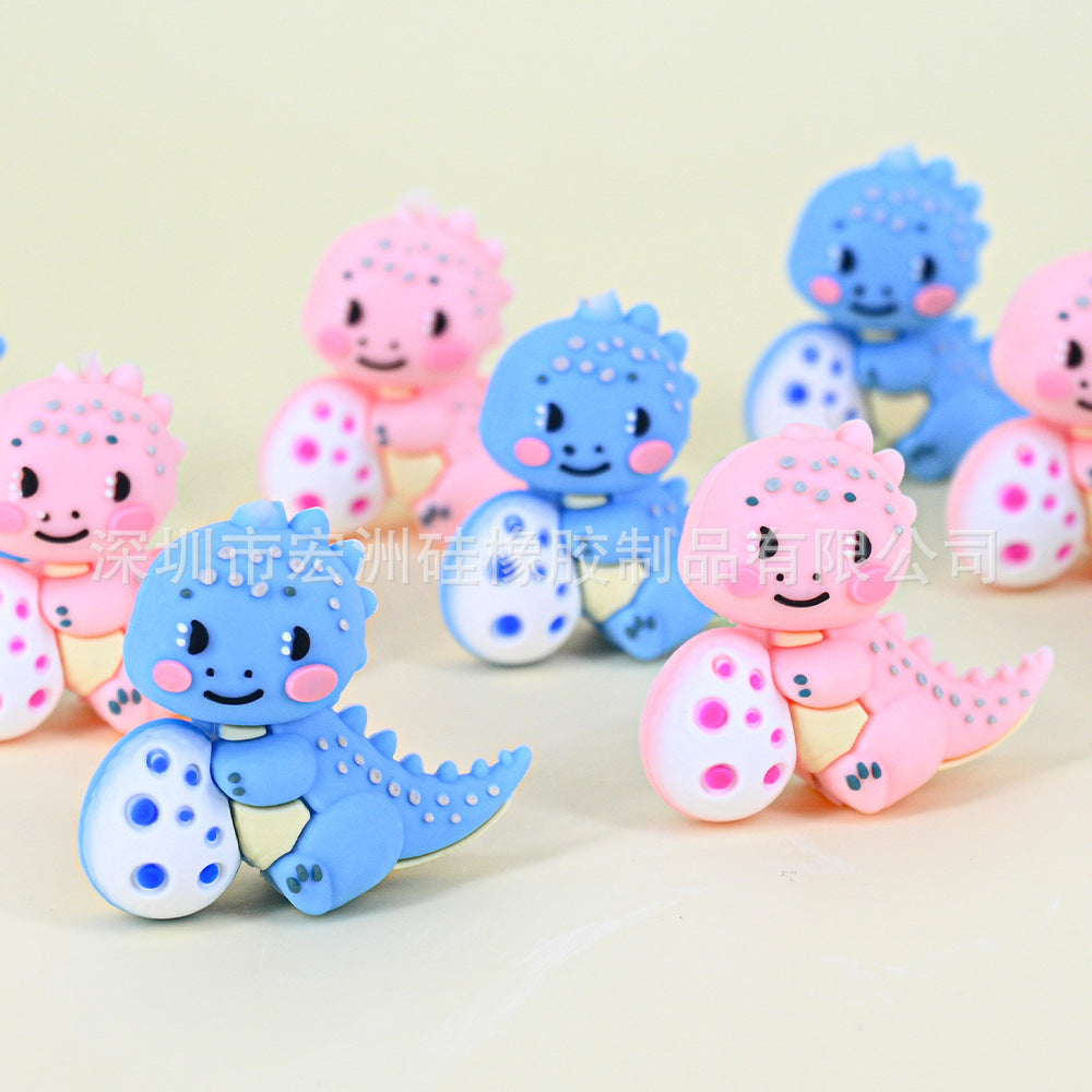 Wholesale 10pcs/ pack Dinosaur cartoon glue beads food grade silicone beads DIY