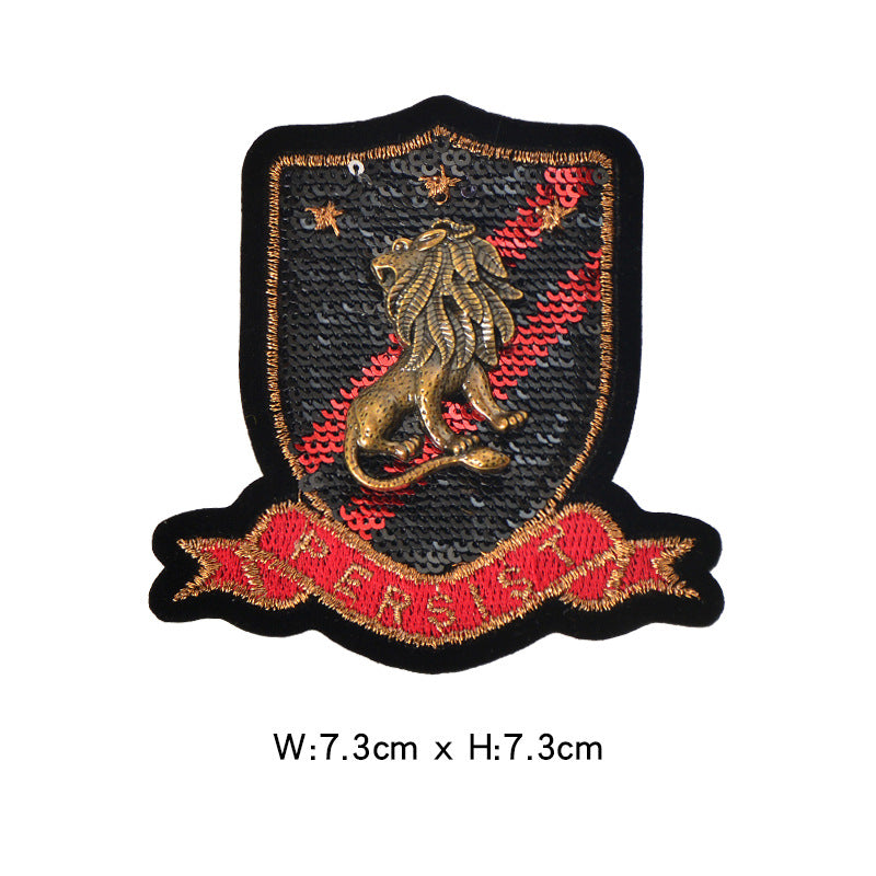 Wholesale Felt Base Sequin 3D Crown Bee Embroidered Patch Badge For Clothing Towel DIY Accessory