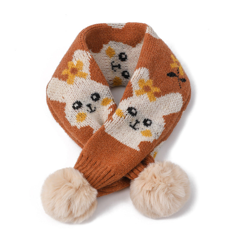 Wholesale Children's Rabbit Hair Ball Knitted Wool Scarves
