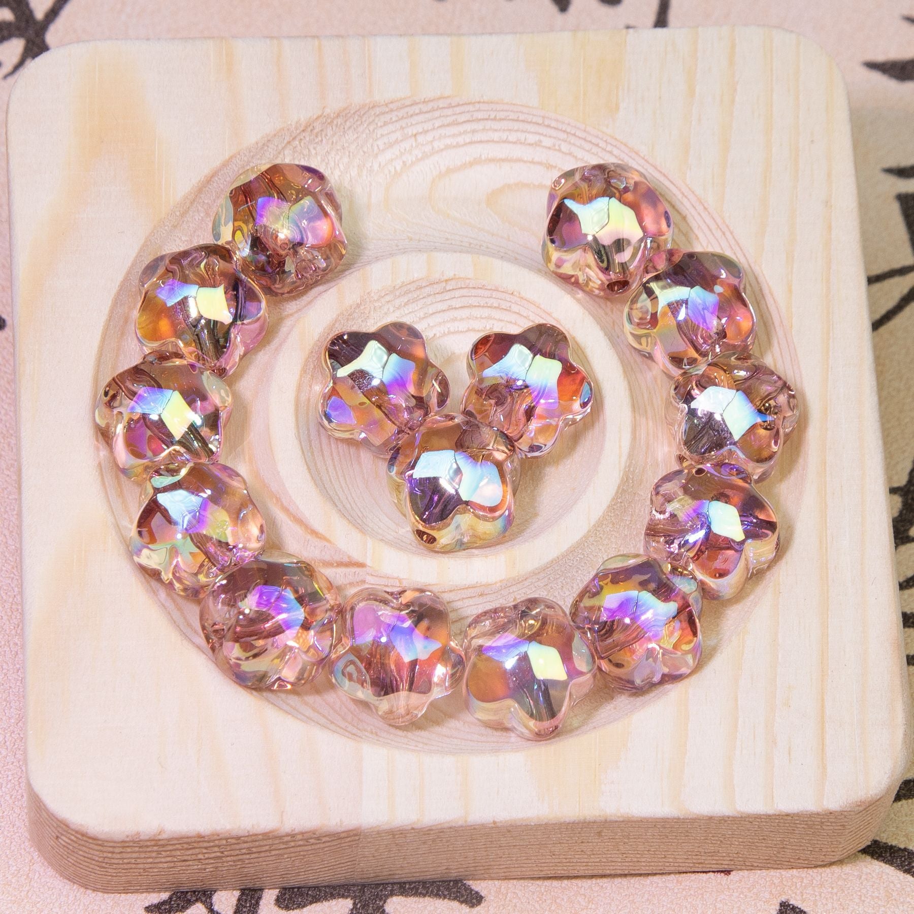 Wholesale 10pcs Faceted Plum Blossom Beads Cold Moon Transparent Loose Beads