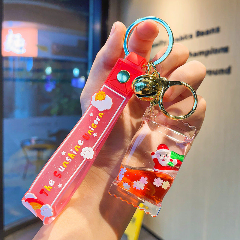Wholesale Acrylic Floating Christmas Cartoon Acrylic Liquid Keychain