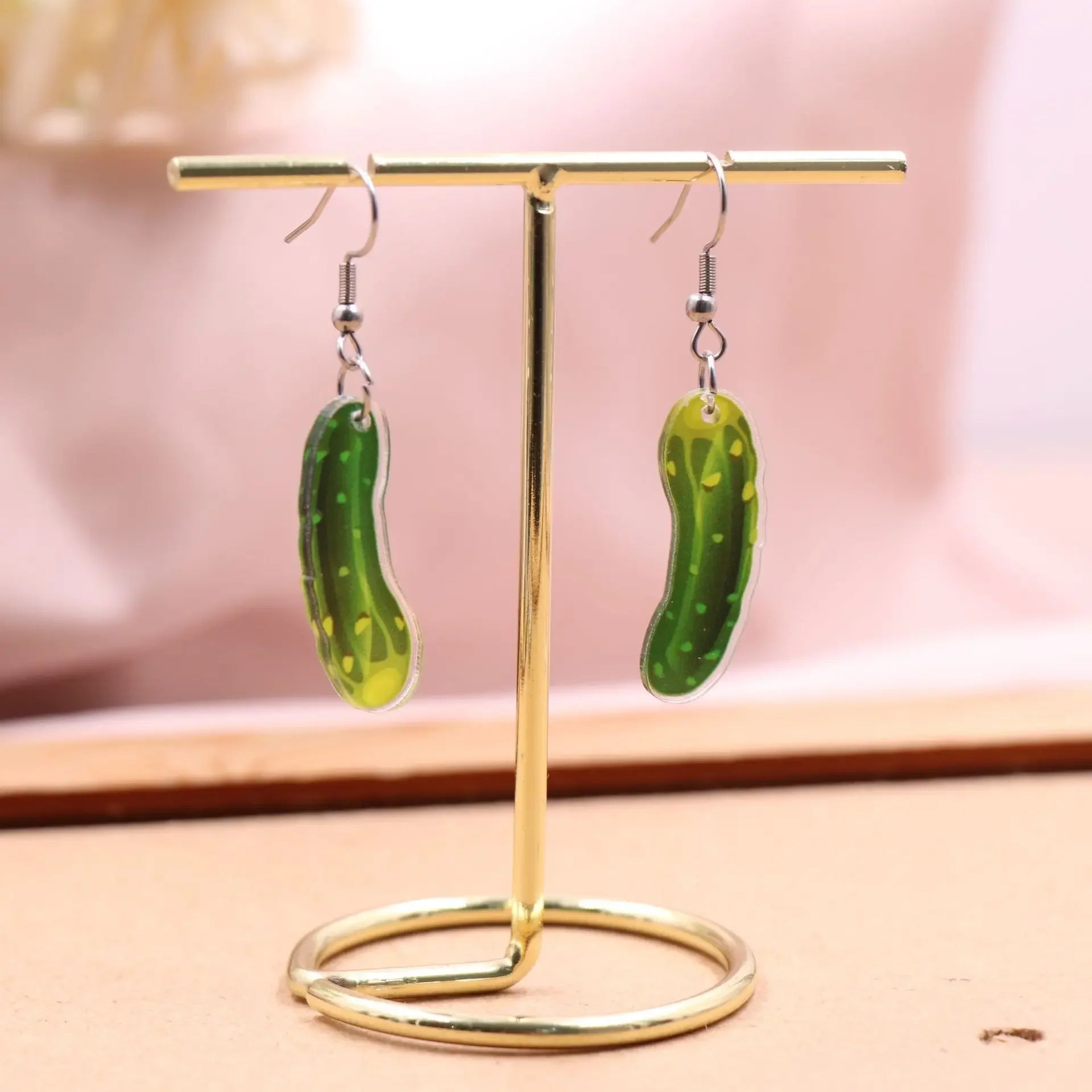 Wholesale Transparent Acrylic Vegetable Cucumber Earrings