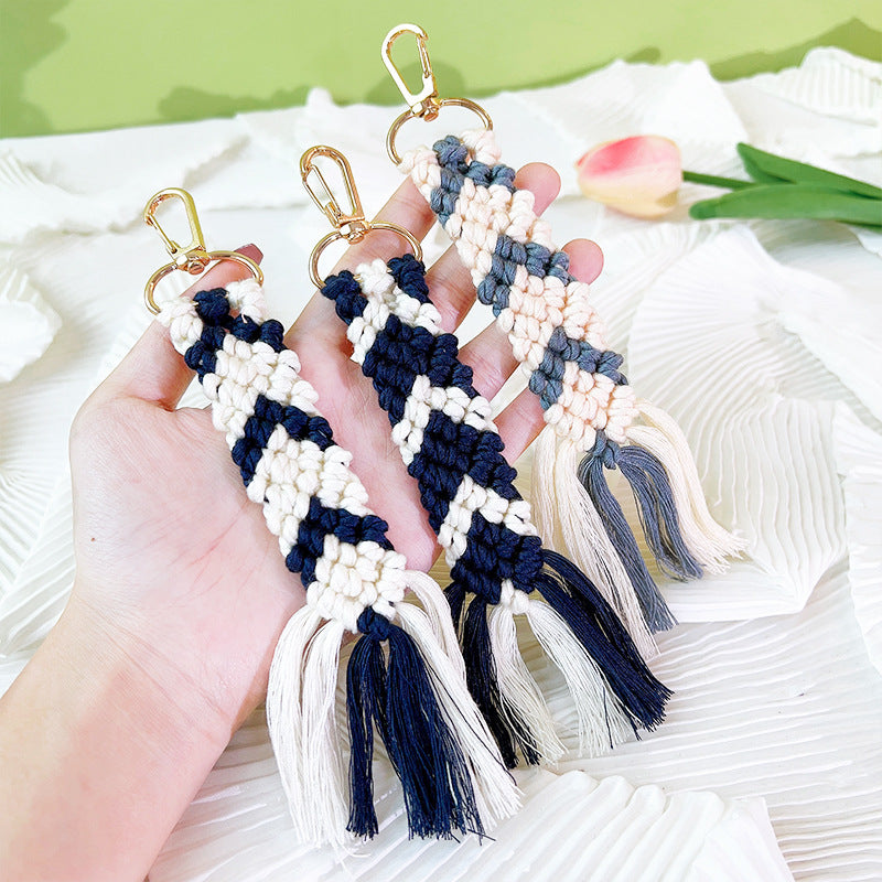 Wholesale Colorful Woven Cotton Rope Keychains