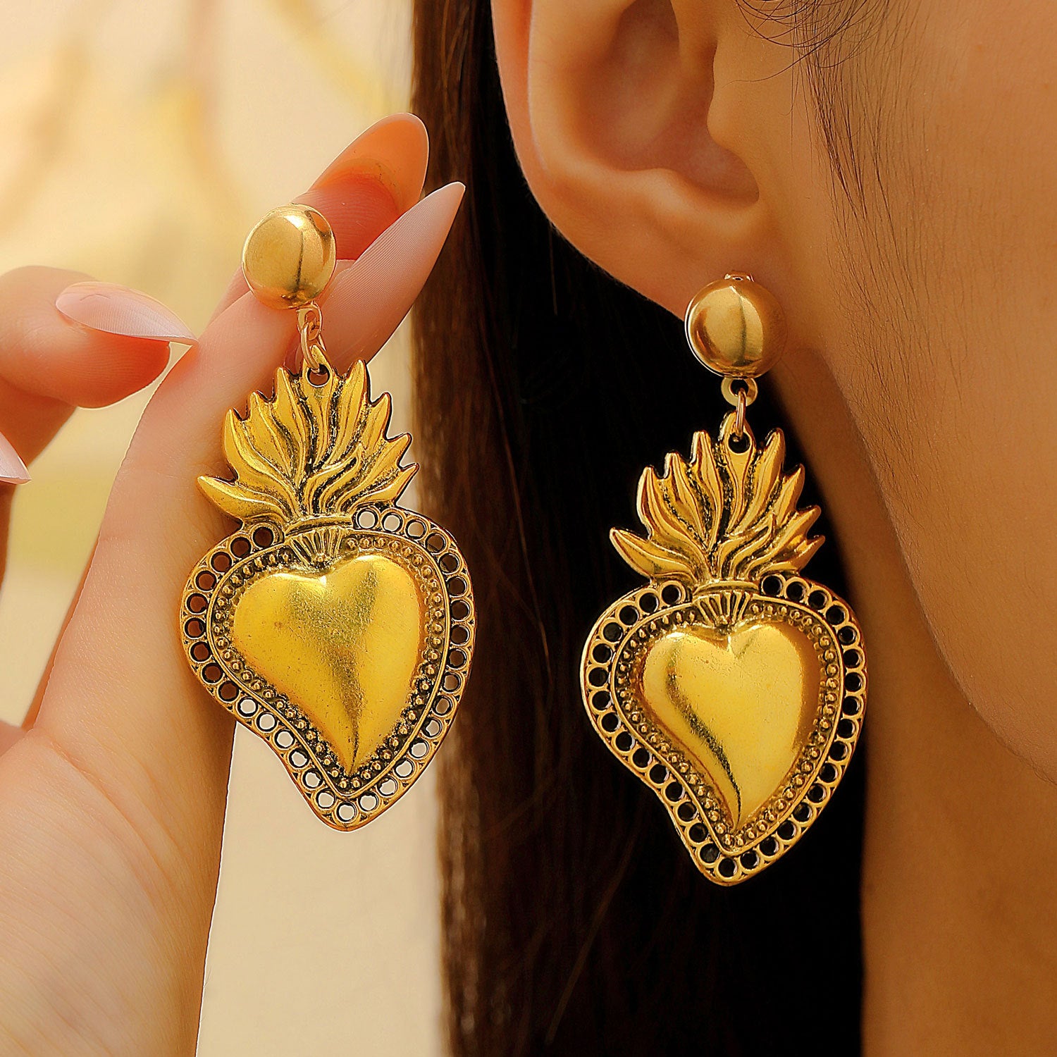 Wholesale Silver Multiple Sacred Heart Love Necklace