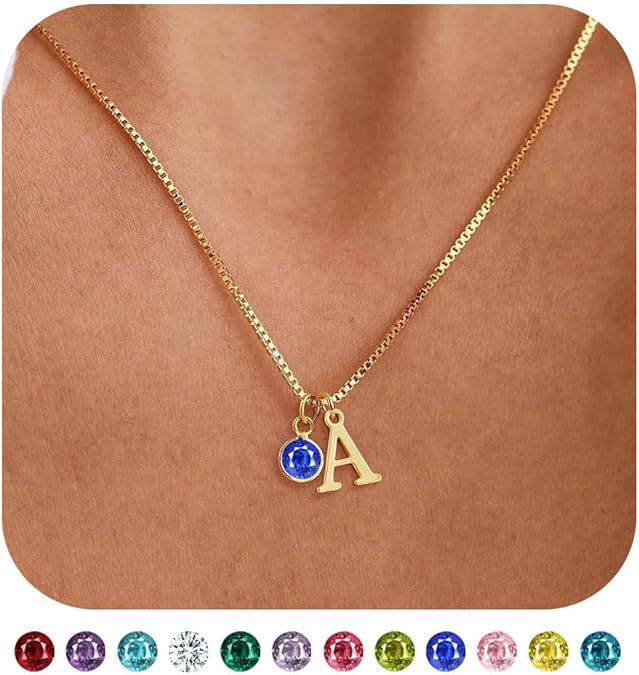 Wholesale New Women's Initial Birthstone Necklace 14K Gold-plated Letter Simple All-match Clavicle Chain