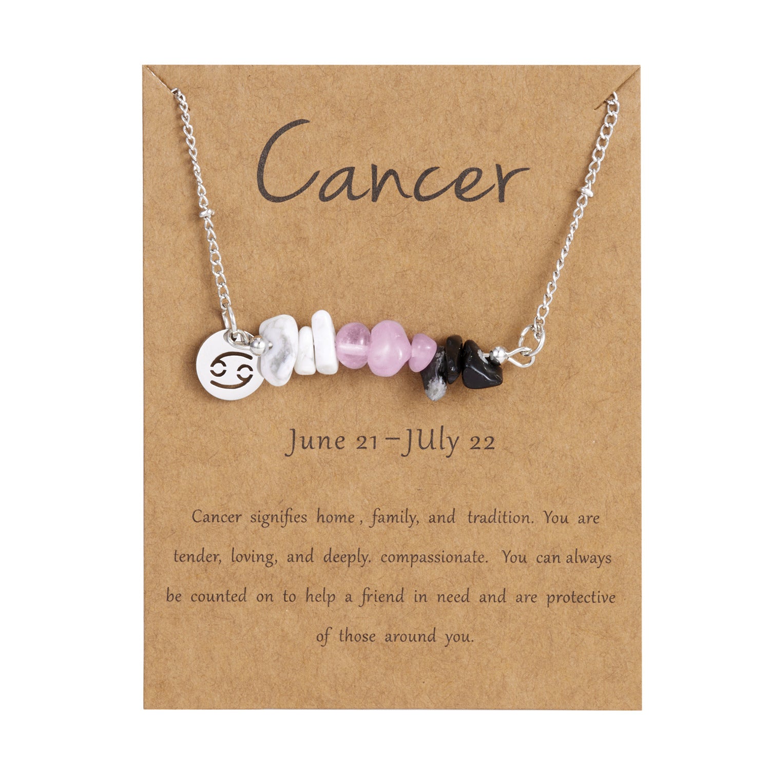 Wholesale Stainless Steel Zodiac Necklace Irregular Natural Stone Pendant Necklace