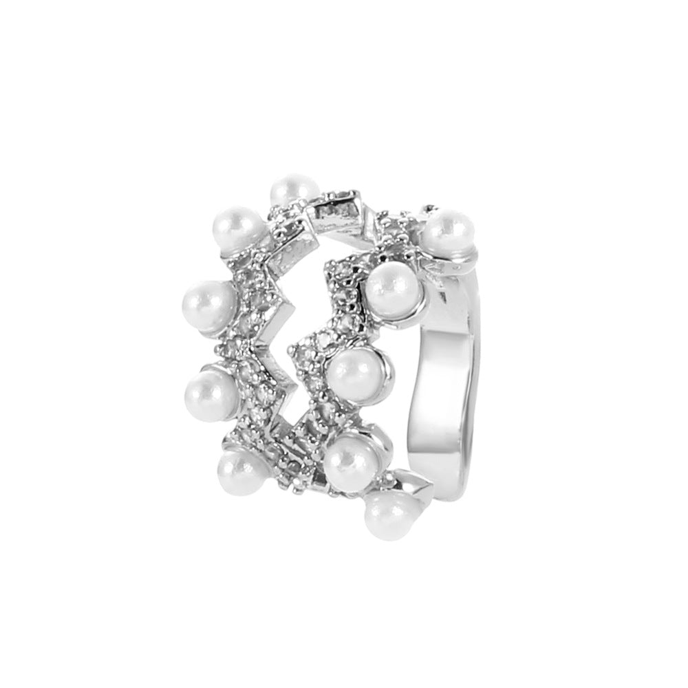 Wholesale Pearl Zircon Copper Earrings