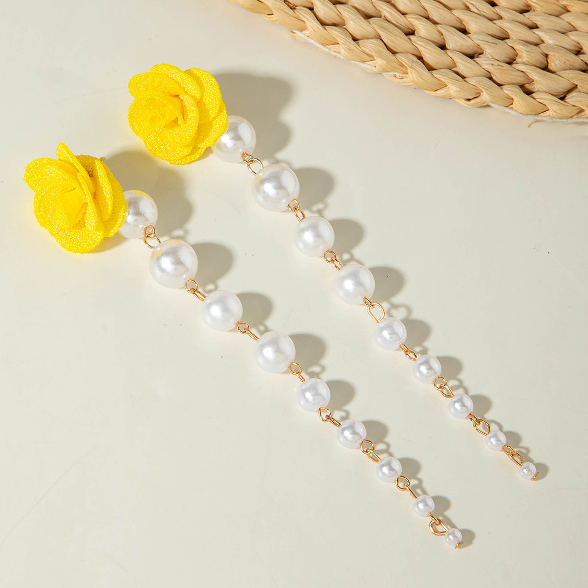 Wholesale Fabric rose flower earrings