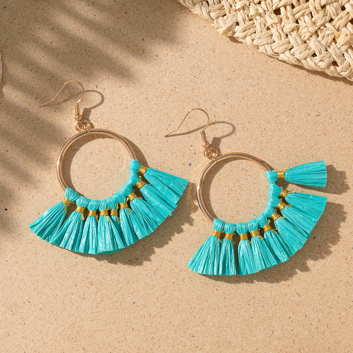 Wholesale Bohemian Tassel Braided Raffia Earrings