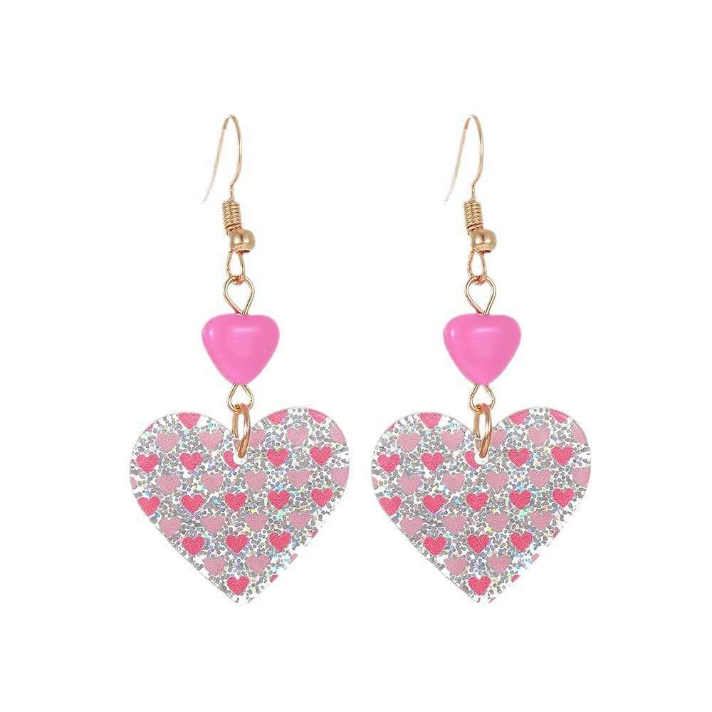 Wholesale Simple Fashion Cute Eco-friendly Material Acrylic Peach Heart Pendant Earrings Women's Valentine's Day Earrings