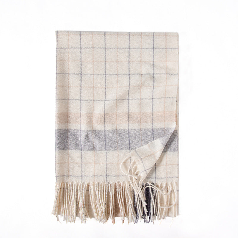 Wholesale 2023 Autumn/Winter Plaid Imitation Cashmere Tassel Scarves