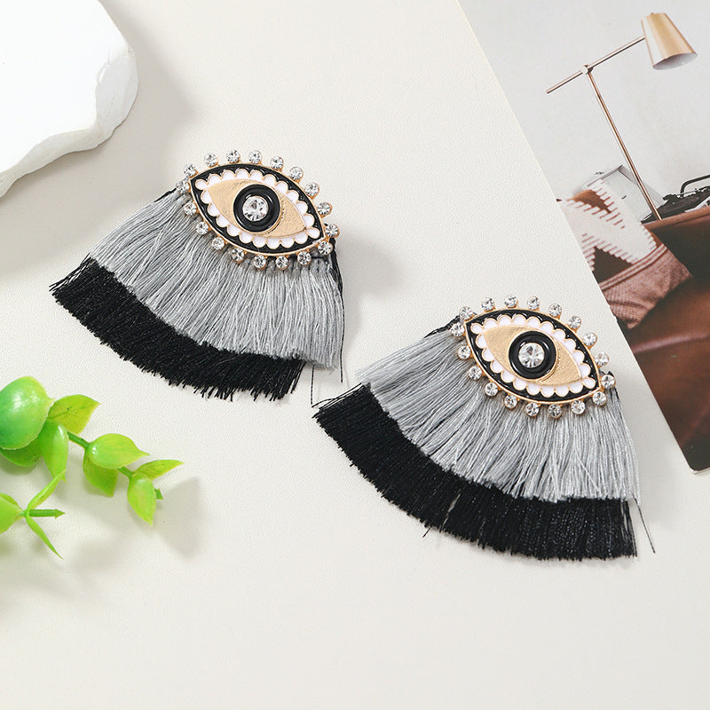 Wholesale Alloy Oil Drop Diamond Bohemian Devil Eye Earrings