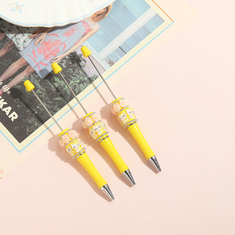 Wholesale 10pcs Beadable Pens Heavy Cartoon Bead Diy Handmade Diamond Ballpoint Pen