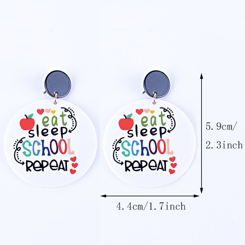 Wholesale Teacher's Day Back To School Season Pencil Rainbow Book Bag Book Red Apple Acrylic Earrings