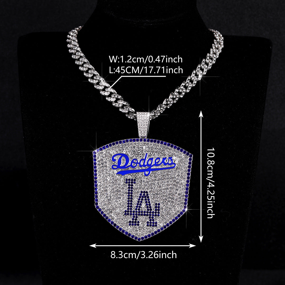 Wholesale Full Diamond Baseball Team Pendant Cuban Chain Necklace