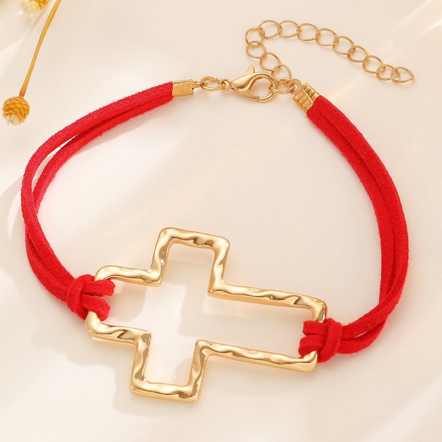 Wholesale Exaggerated cross-shaped heart plated bracelet