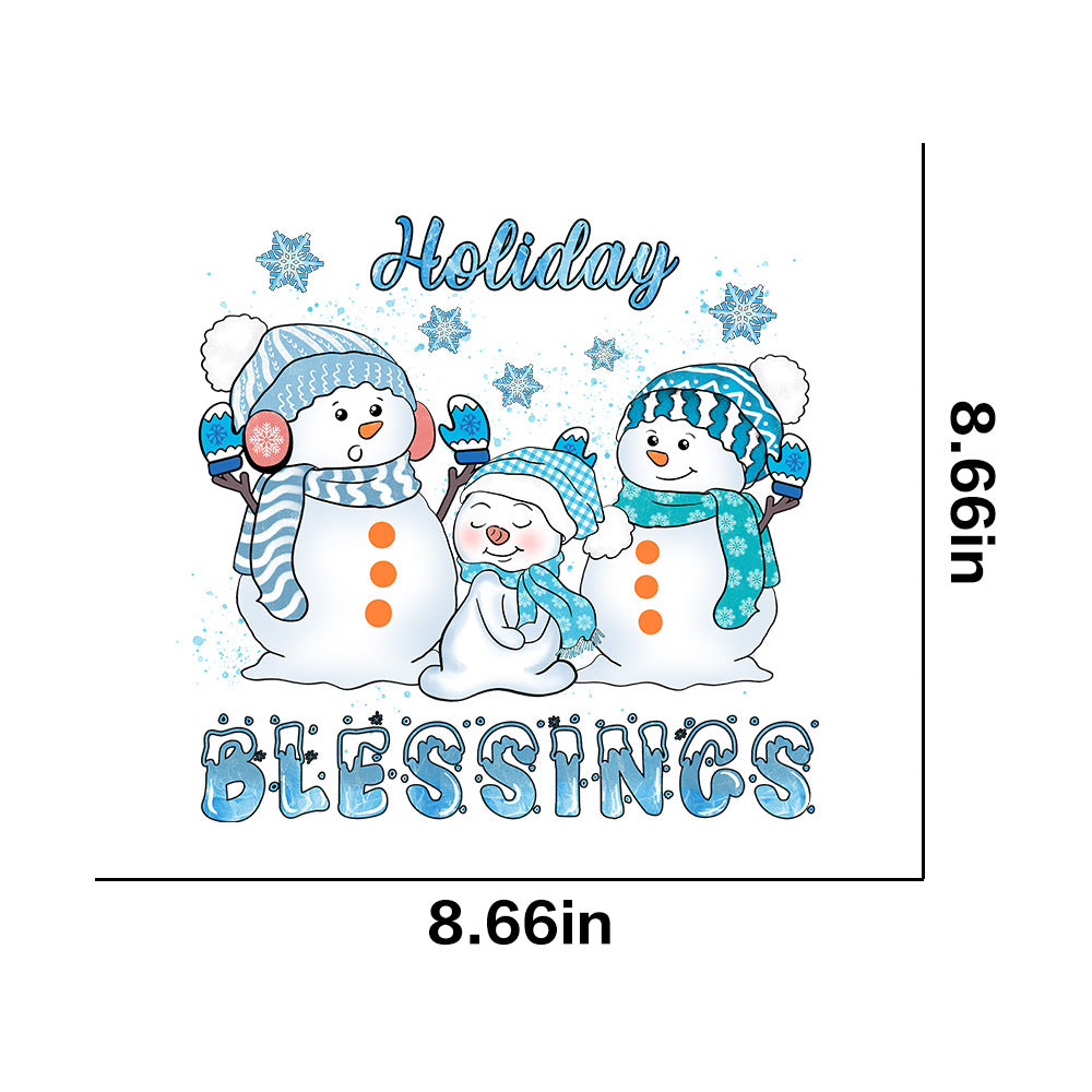 Wholesale 10pcs/pack Winter snowflake white ink heat transfer sticker for clothing  UV DTF ready-to-use transfer stickers