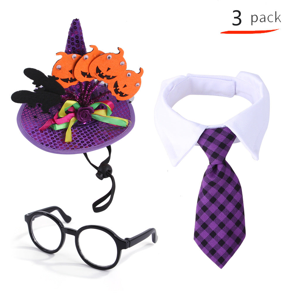 Wholesale 2PCS Halloween Set Cat Funny Hat Triangle Polyester Cloak