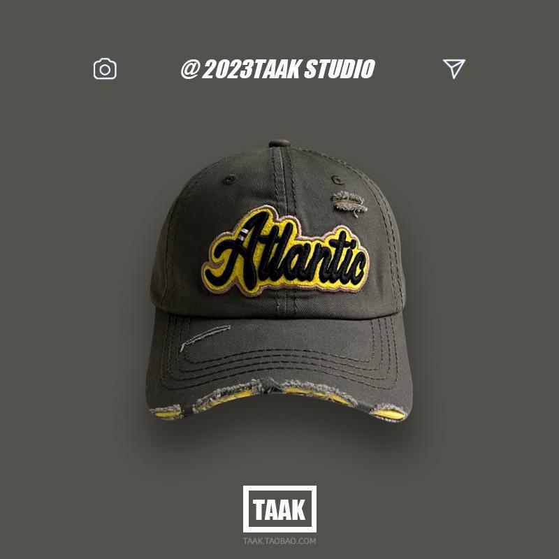 Wholesale Washed denim ripped baseball cap for women summer all-match street letter embroidered cap