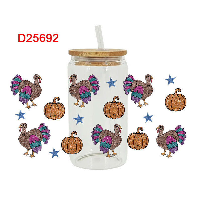 Wholesale  Pumpkin animal harvest  16oz Cup UV DTF Wraps