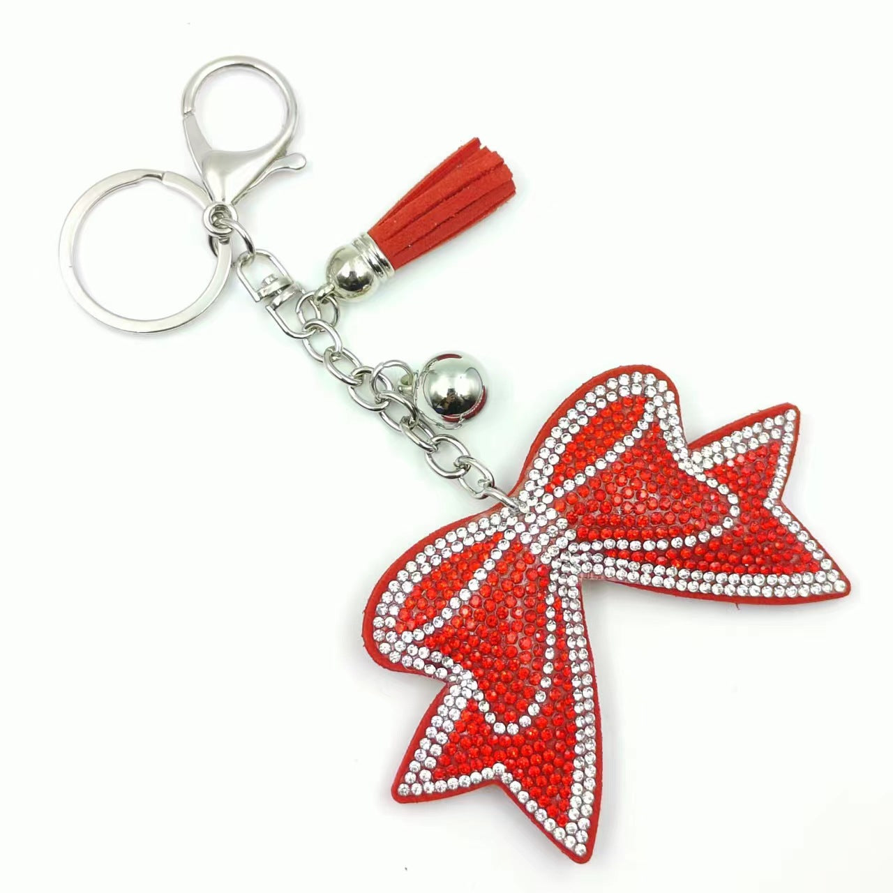 Wholesale 12pcs creative bow rhinestone keychain cute rhinestone bag tassel pendant
