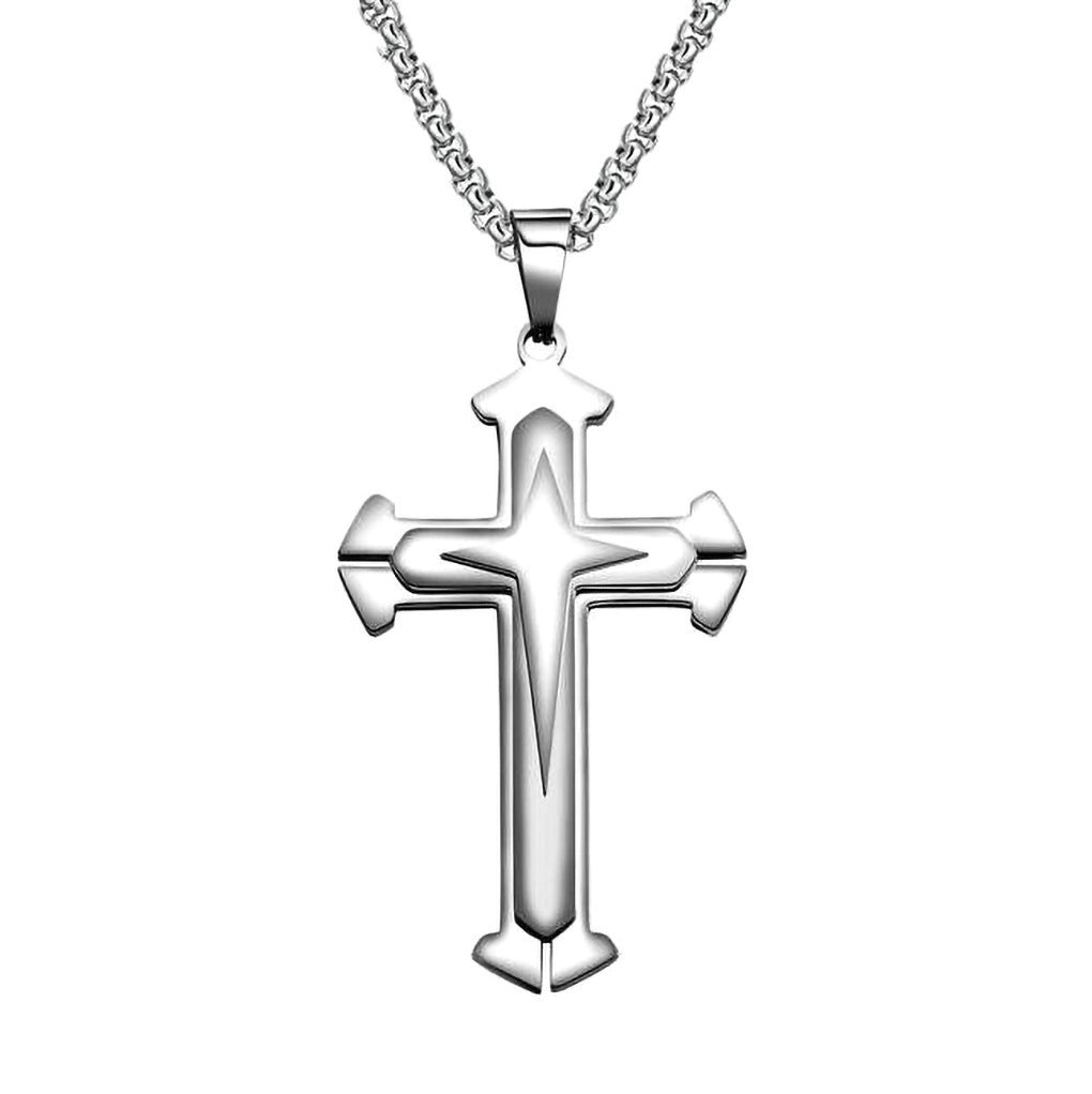 Wholesale Stainless Steel Titanium Steel Vintage Multi-layer Cross Necklace