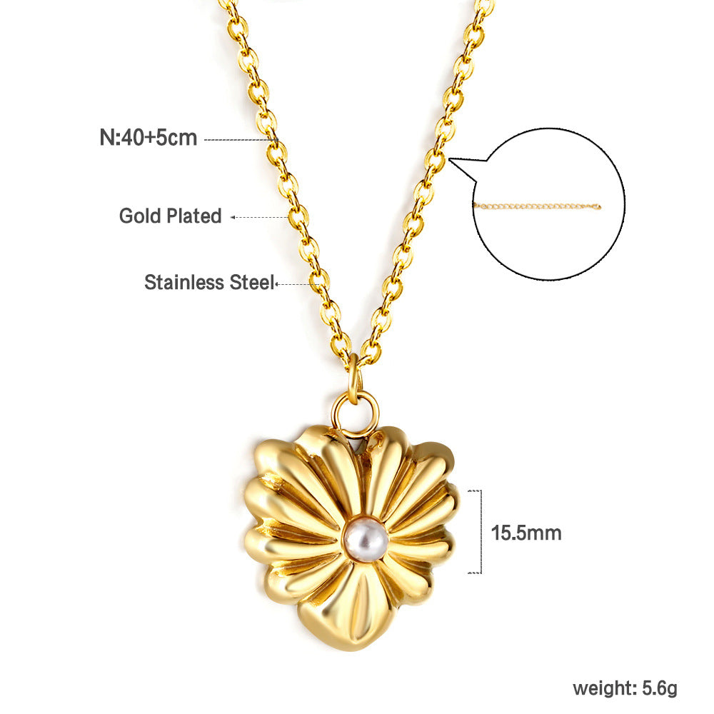 Wholesale 18k Gold-Plated Heart Pendant Stainless Steel Necklace