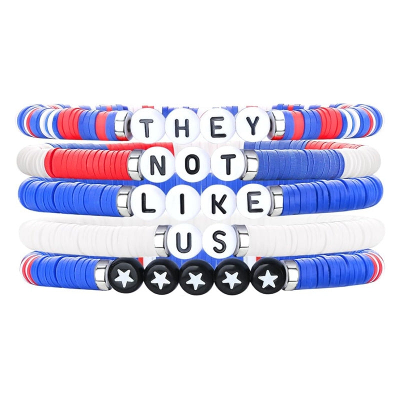 Wholesale Independence Day Shield Flag Soft Ceramic Letter Bracelet