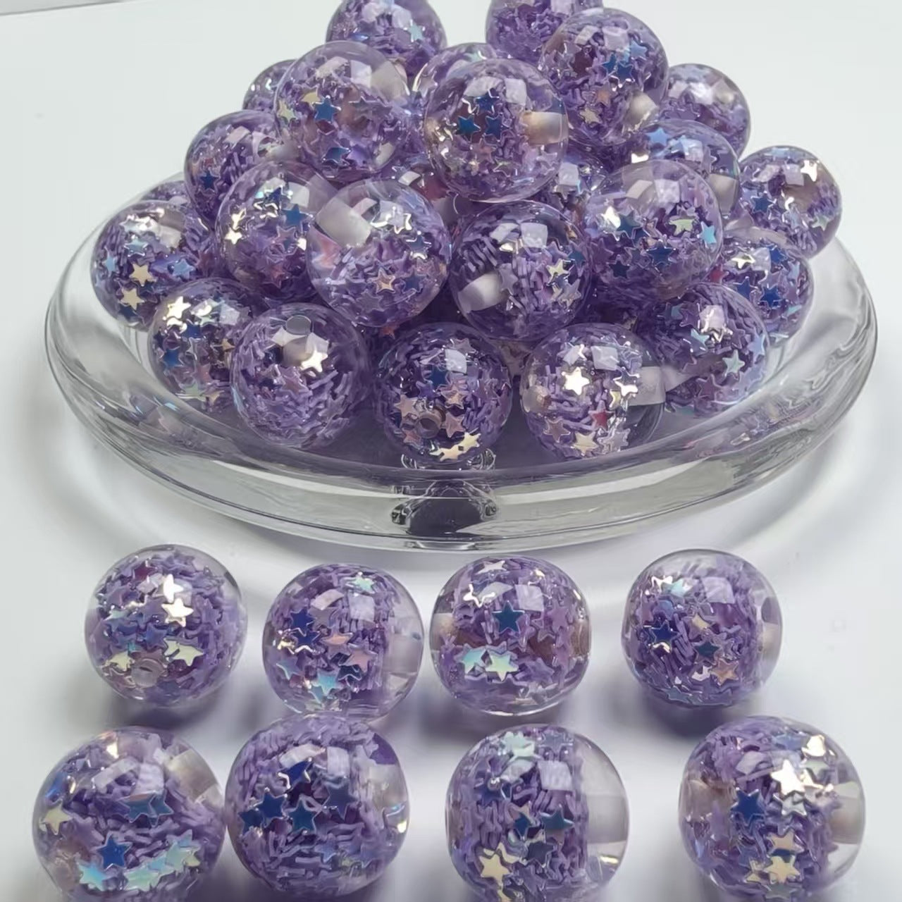 Wholesale  20pcs 16mm Sequin Heart-Shaped Glitter  Resin Beads DIY Acrylic Beads