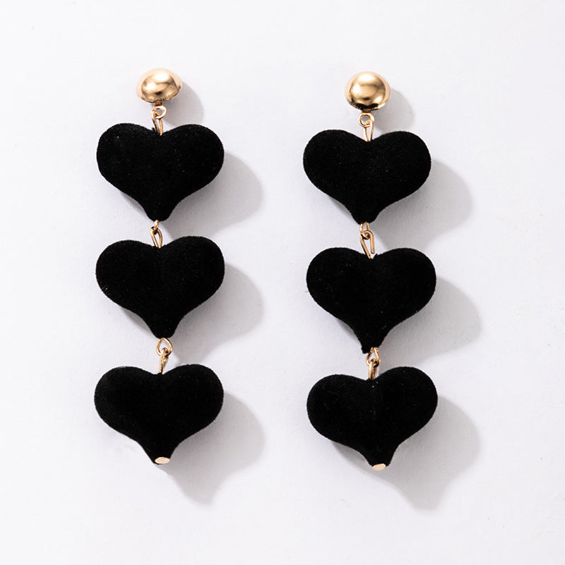 Wholesale  Red Love Velvet Heart-shaped Peach Heart Earrings
