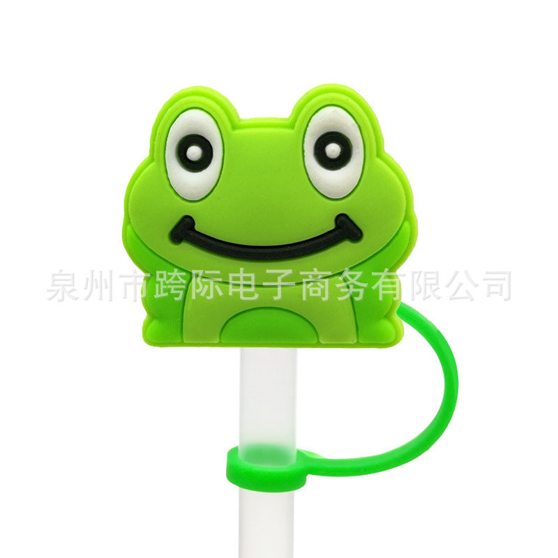 Wholesale 10 pcs Cartoon frog series straw cover straw cap silicone dust plug