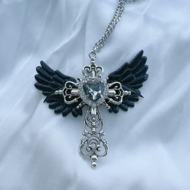 Wholesale Gothic style necklace angel cross sweater necklace personality necklace