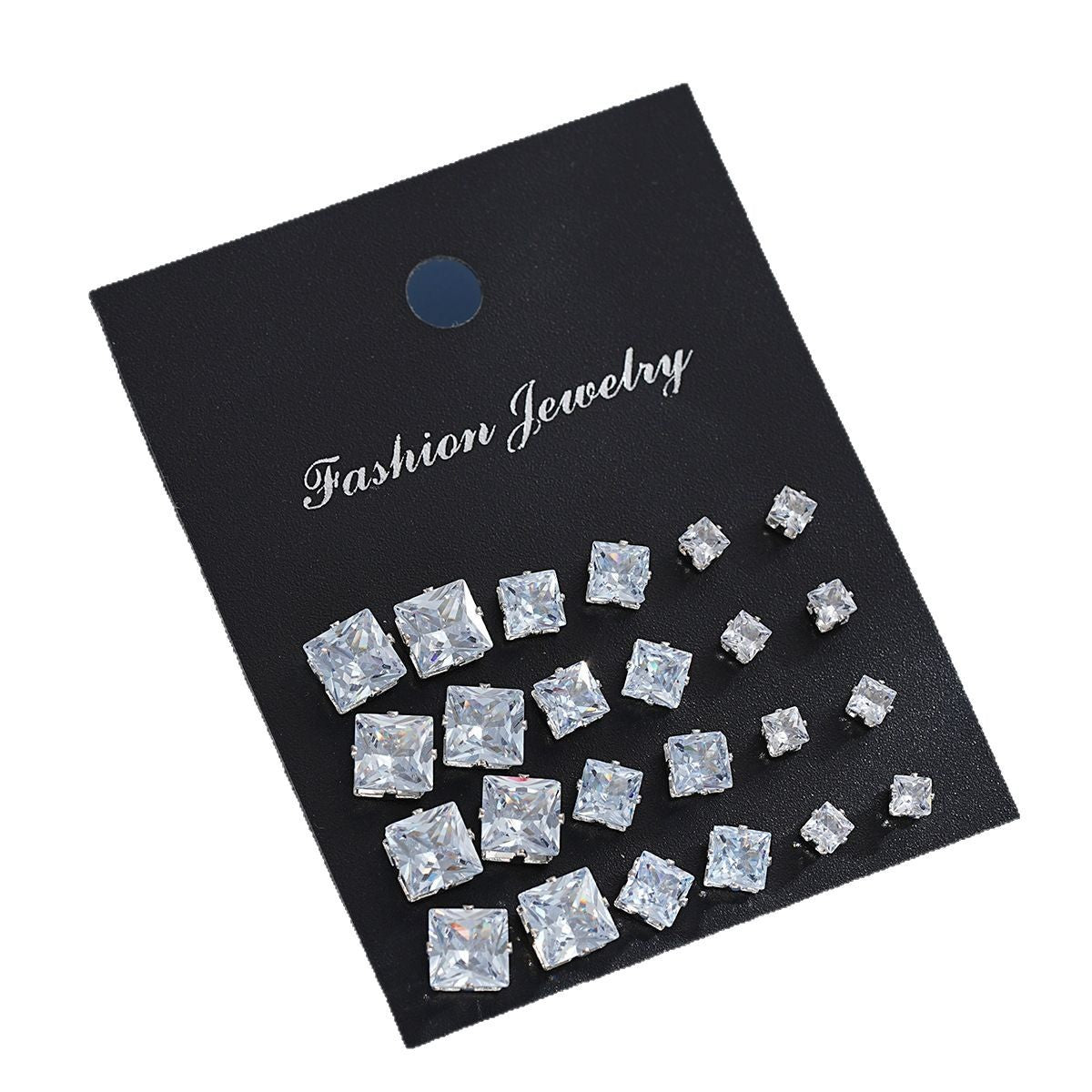 Wholesale 12pcs/pack  geometric square zircon earring set