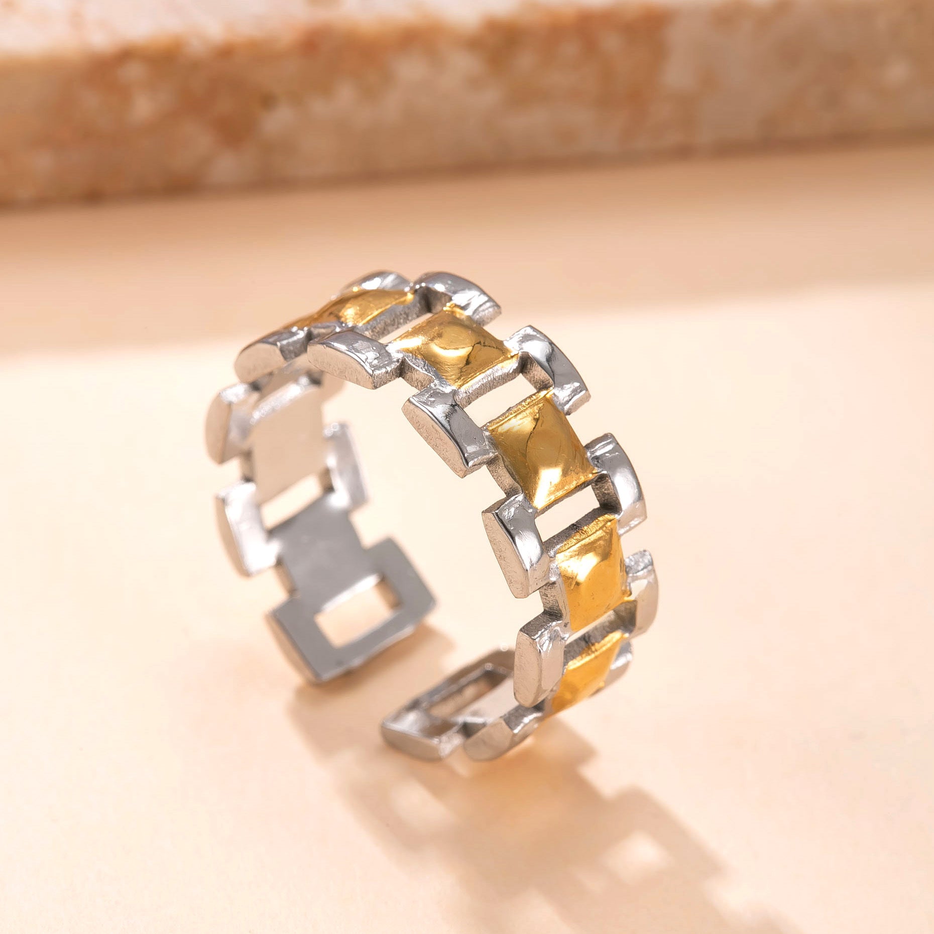 Wholesale Stainless Steel Ring Hollow Chain Open Ring