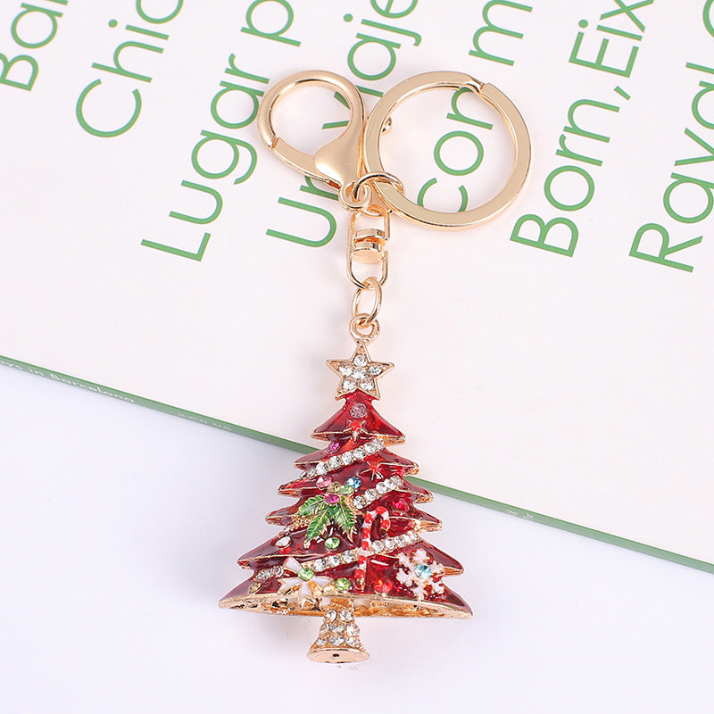 Wholesale Diamond Inlaid Christmas Tree Alloy Keychains