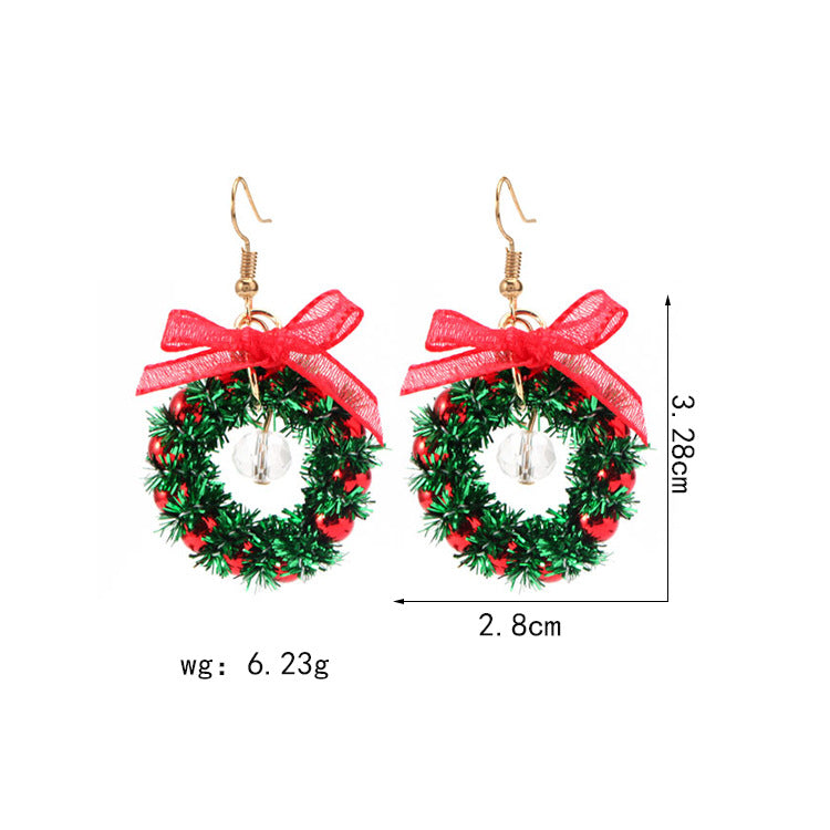 Wholesale Christmas Series Fashion Alloy Christmas Tree Old Man Bell Elk Candy Cane Earrings
