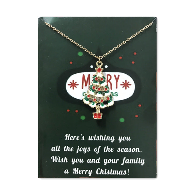 Wholesale Christmas Tree Pendant Card Necklace Clavicle Chain