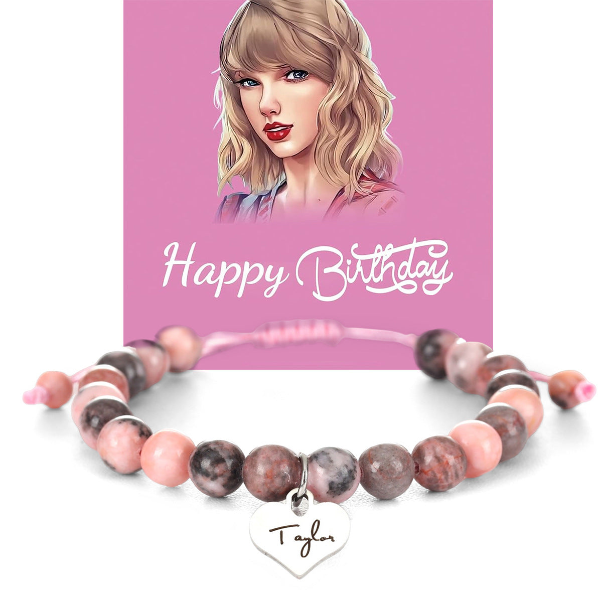 Wholesale Pink Zebra Natural Stone Taylor Bracelet