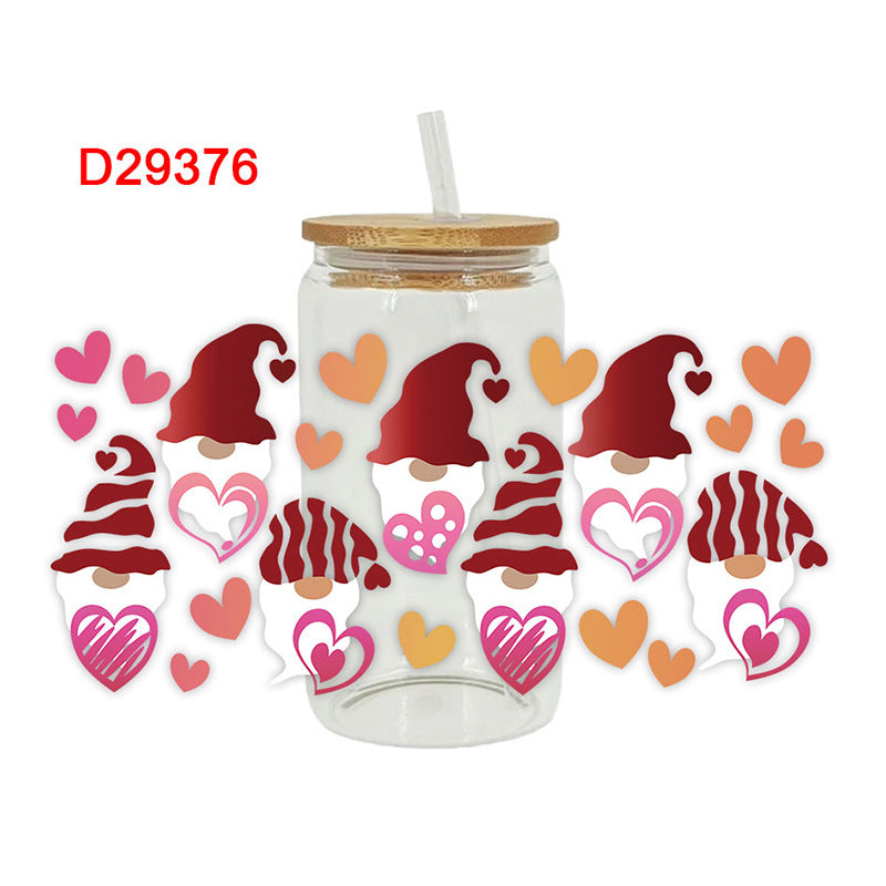 Wholesale Red Love Cartoon Valentine's Day 16oz Cup UV DTF Wraps