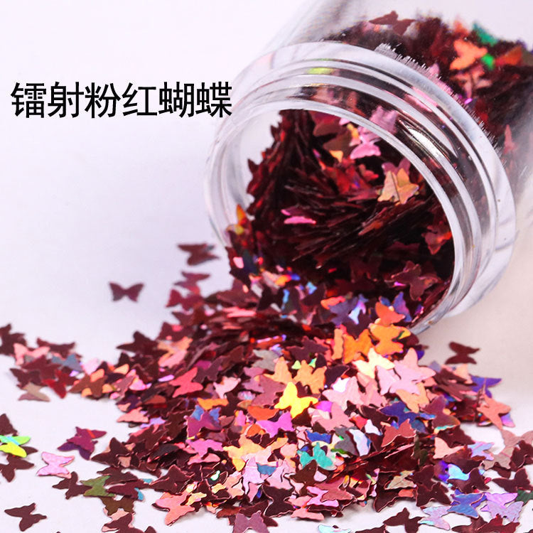 Wholesale Internet Celebrity Sparkling Laser Butterfly Nail Patch Phone Case Glitter Ring Powder Glitter Powder Drop Glue Glitter
