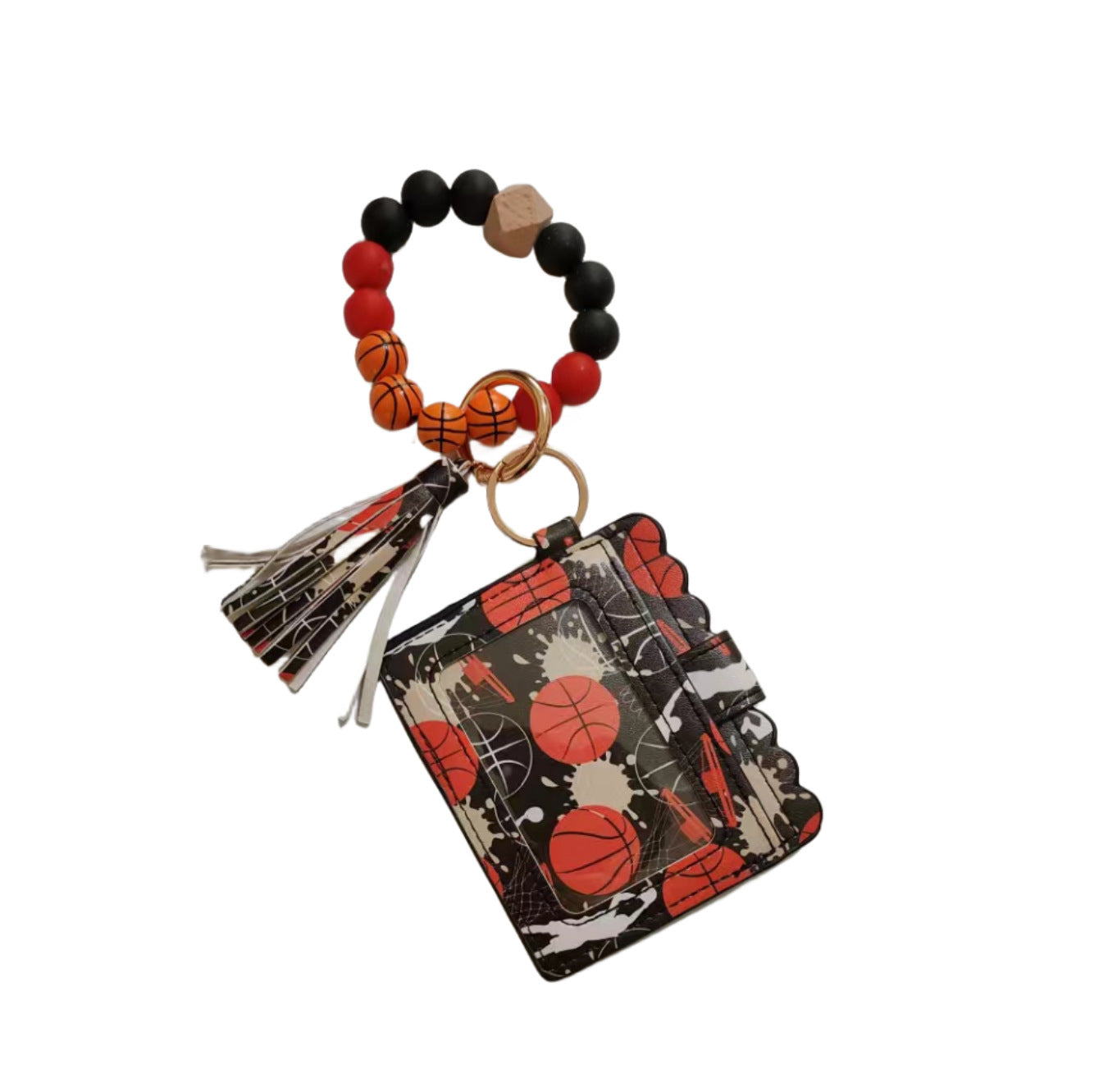 Wholesale Silicone Bead Bracelet Card Holder Keychain