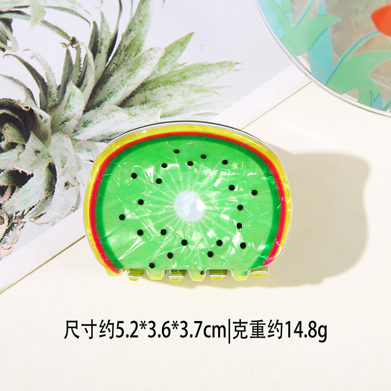 Wholesale PVC Korean Style Fruit Hair Clips Cute Lemon Strawberry Claw Clip For Everyday Styling Gift