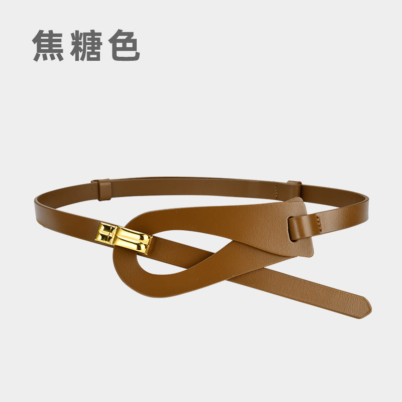 Wholesale Two-layer Cowhide Belt with No Holes for Adjustment and Outer Decoration