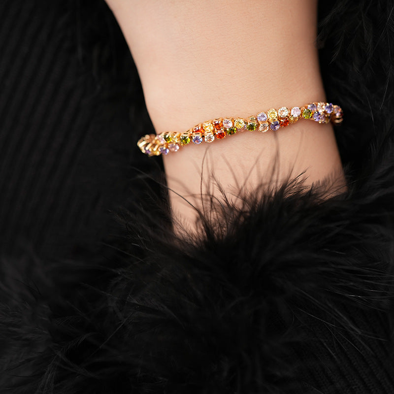 Wholesale Colorful Cross Twisted Zircon Drawable Bracelet