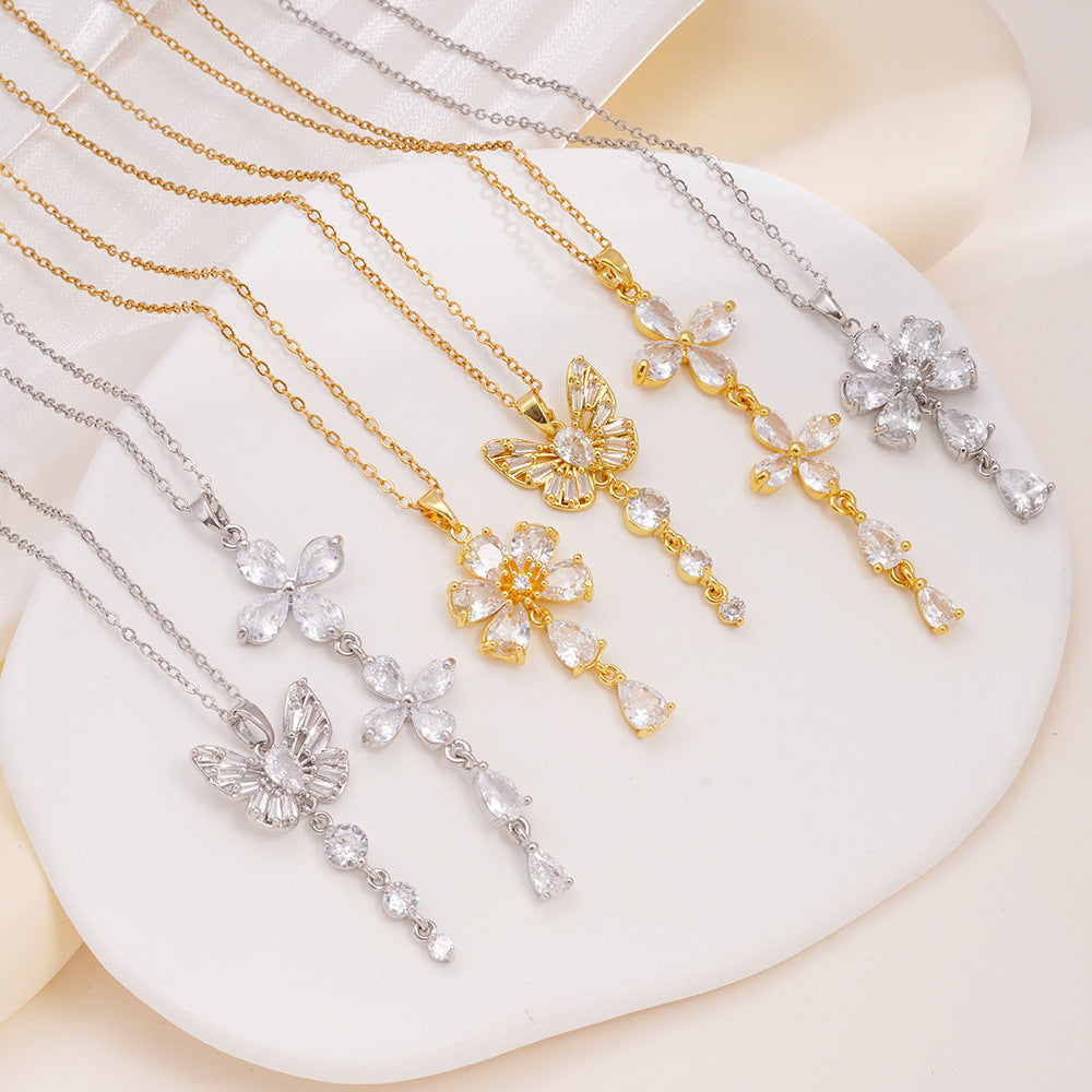 Wholesale Butterfly Flowers  Light and Luxurious Clavicle Necklace