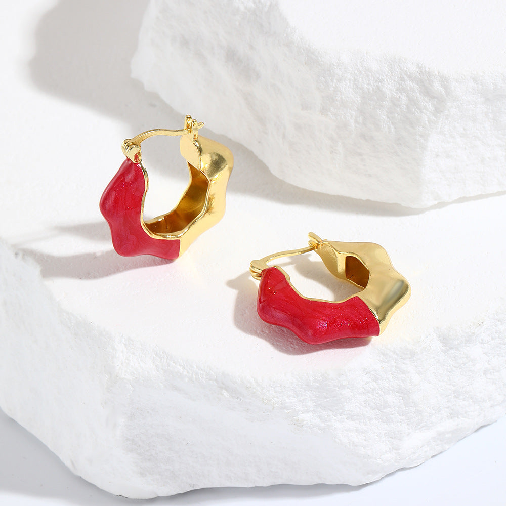 Wholesale Fashion Wavy Colorful Oil Drop Earrings