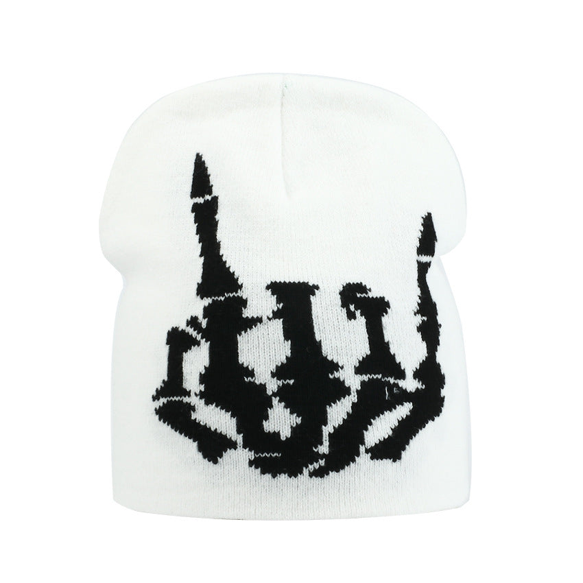 Wholesale Graffiti Knit Hat Autumn Winter Warm Skull Gesture Beanie Hat